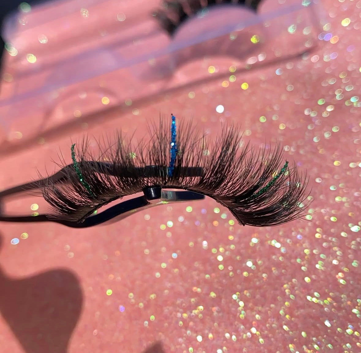 green & blue glitter